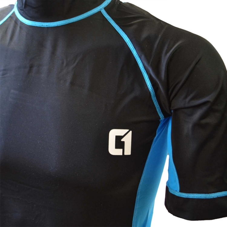 Circle One Mens Short Sleeve Rash Vest - Black / Blue