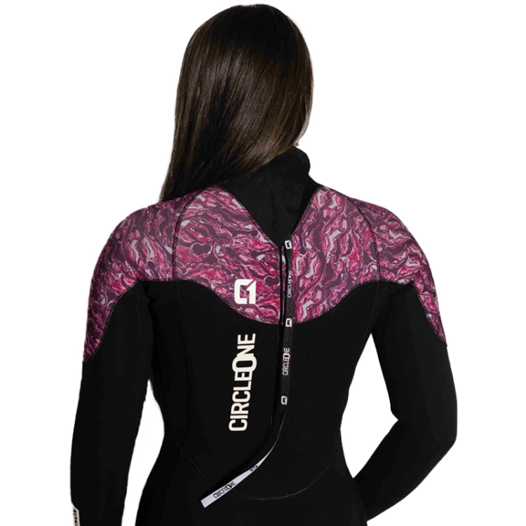 Circle One Womens 5/4mm Winter Wetsuit Kona GBS Back Zip - Black / Magenta