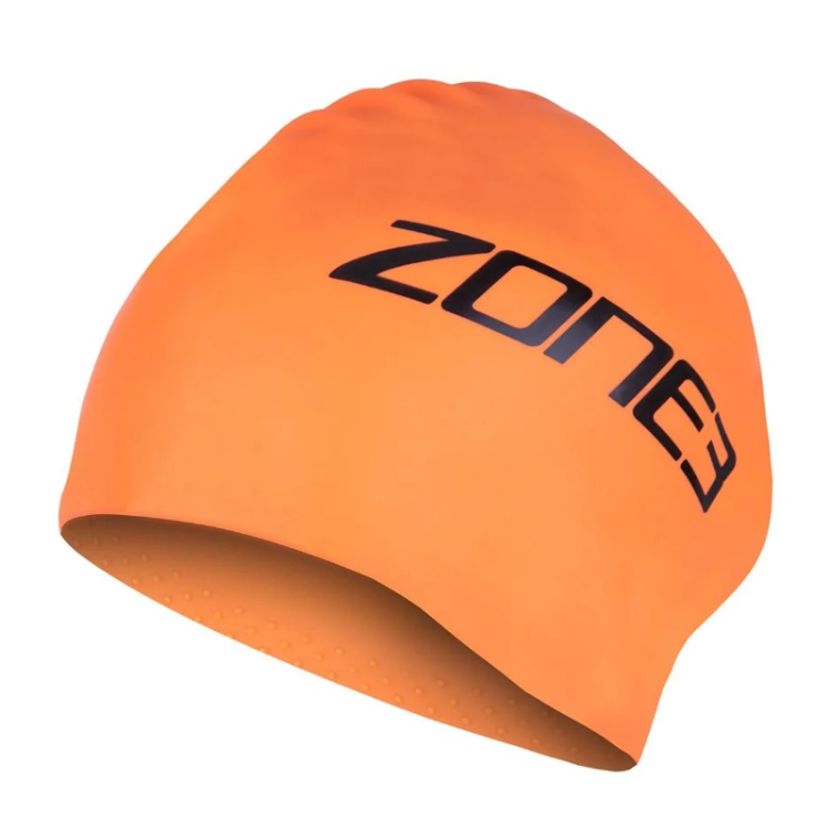 Zone3 Extra Long Hair Silicone Swim Cap - Hi-Vis Orange