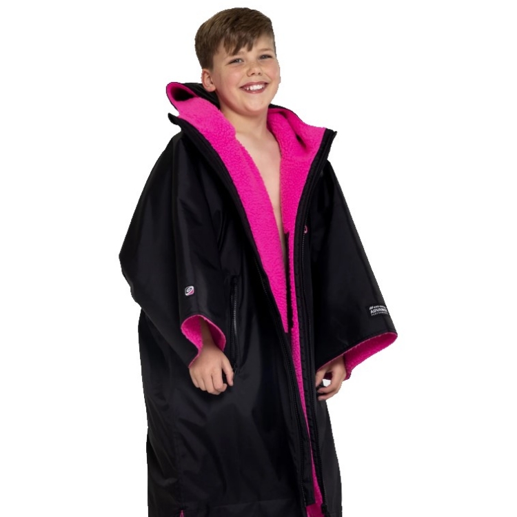 Dryrobe Advance Kid's Short Sleeve - Black / Pink