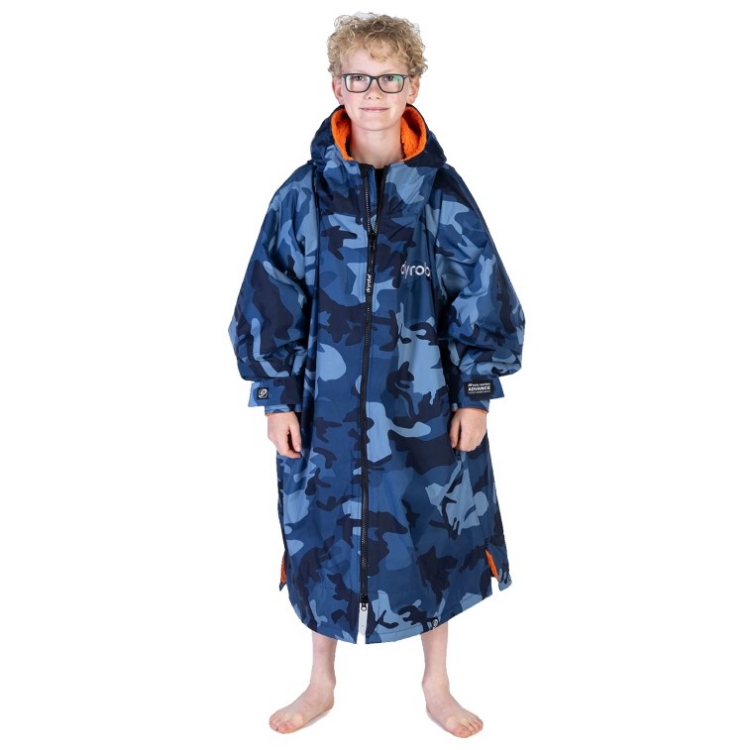 Dryrobe Advance Kid's Long Sleeve - Blue Camo / Orange