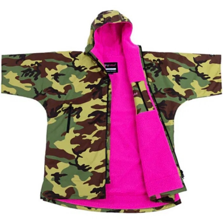 Dryrobe Advance Kid's Short Sleeve - Camo / Pink