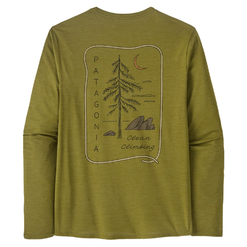 Patagonia Men's Long-Sleeved Capilene Cool Daily Graphic Shirt - Lands - Clean Climb Roots: Graze Green X-Dye