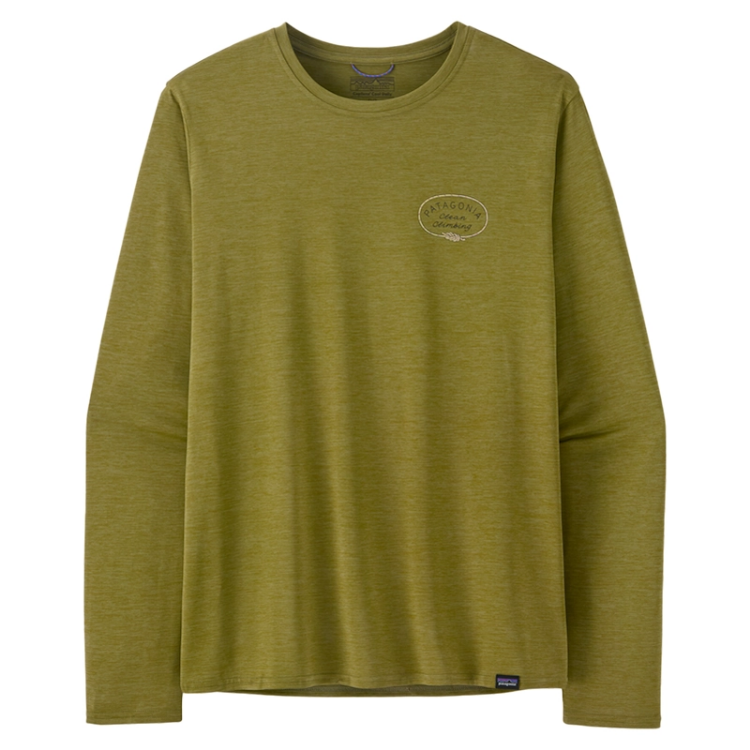 Patagonia Men's Long-Sleeved Capilene Cool Daily Graphic Shirt - Lands - Clean Climb Roots: Graze Green X-Dye