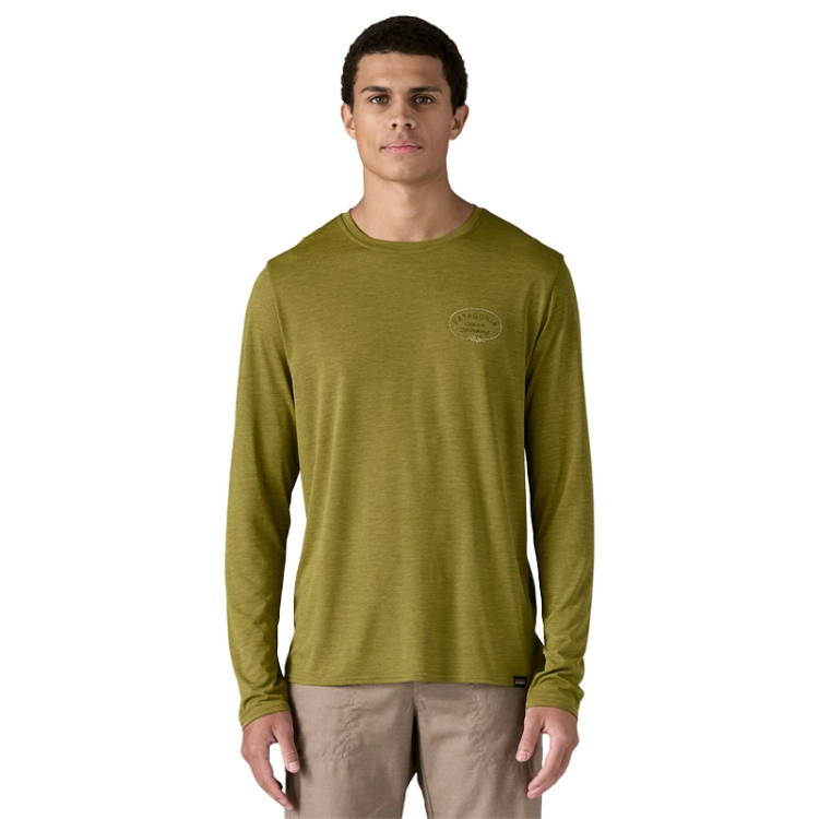 Patagonia Men's Long-Sleeved Capilene Cool Daily Graphic Shirt - Lands - Clean Climb Roots: Graze Green X-Dye