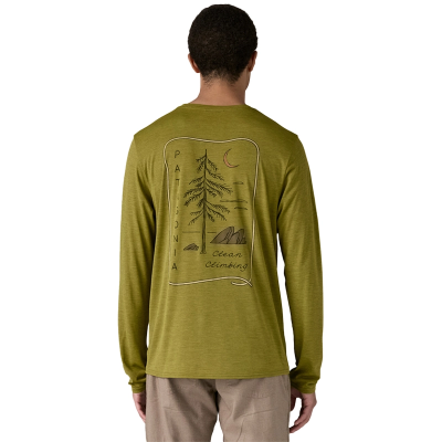 Patagonia Men's Long-Sleeved Capilene Cool Daily Graphic Shirt - Lands - Clean Climb Roots: Graze Green X-Dye