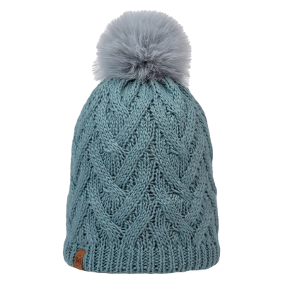 Buff Knitted & Polar Beanie - Caryn Blue Grass