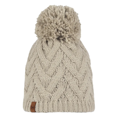 Buff Knitted & Polar Beanie - Caryn Ecru