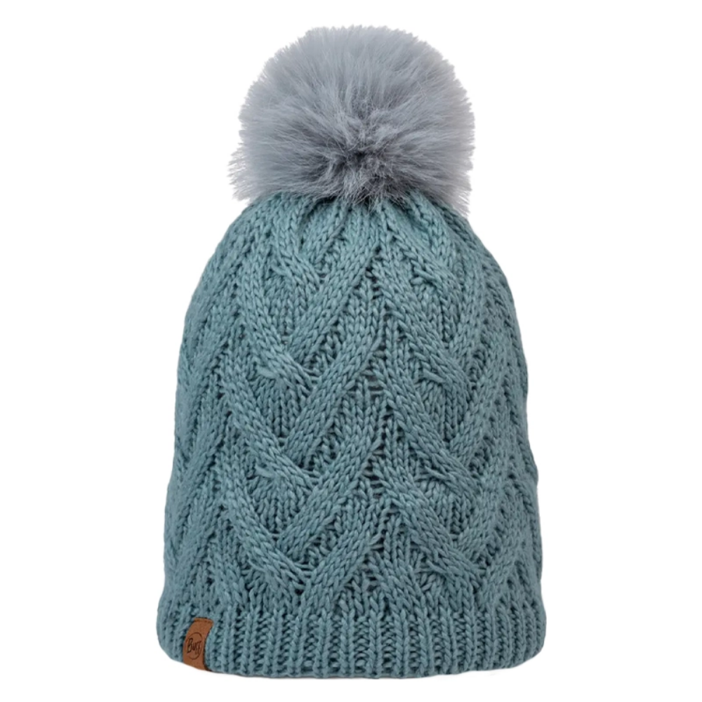 Buff Knitted & Polar Beanie - Caryn Blue Grass