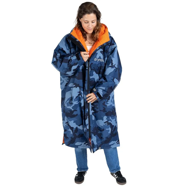 Dryrobe Advance Long Sleeve - Blue Camo / Orange
