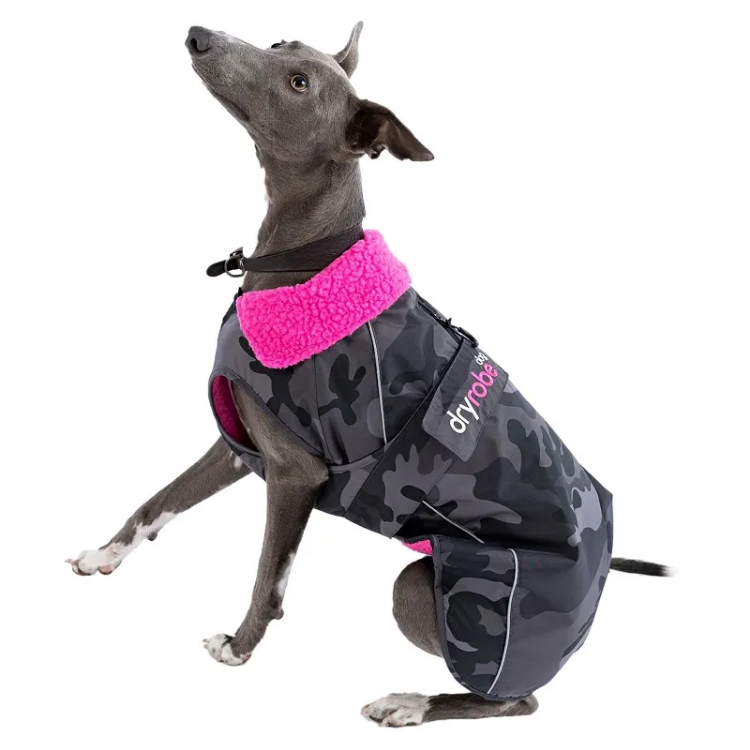 Dryrobe Dog Robe - Black Camo / Pink