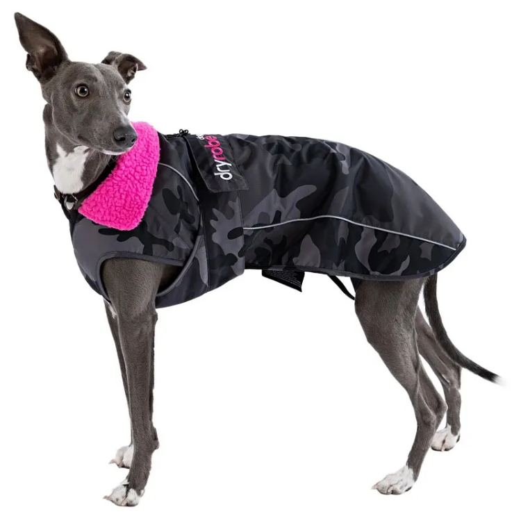 Dryrobe Dog Robe - Black Camo / Pink