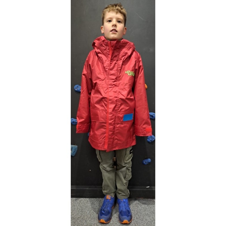 Meet Sam, he is wearing the Up and Under Centre Jacket Junior Medium - See Sizing Notes in RED for more info!!