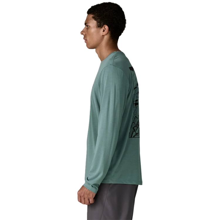 Patagonia Men's Long-Sleeved Capilene Cool Daily Graphic Shirt - Cloud Crag - Blue Sage - Light Blue Sage X-Dye