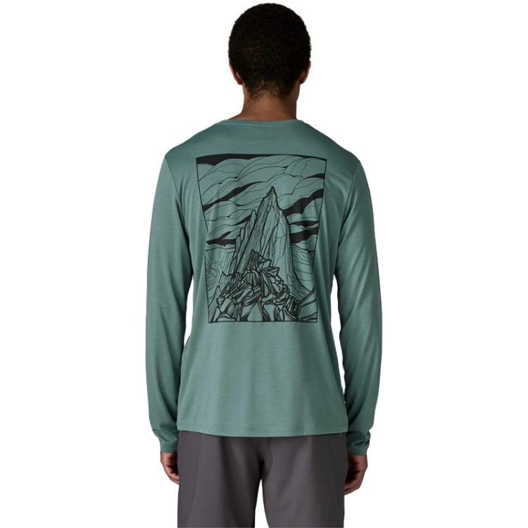 Patagonia Men's Long-Sleeved Capilene Cool Daily Graphic Shirt - Cloud Crag - Blue Sage - Light Blue Sage X-Dye