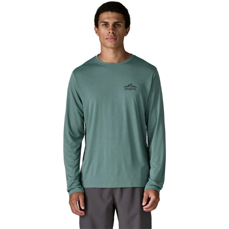 Patagonia Men's Long-Sleeved Capilene Cool Daily Graphic Shirt - Cloud Crag - Blue Sage - Light Blue Sage X-Dye