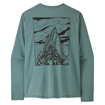 Patagonia Men's Long-Sleeved Capilene Cool Daily Graphic Shirt - Cloud Crag - Blue Sage - Light Blue Sage X-Dye