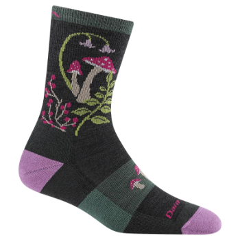 Darn Tough Women's Mellow Mushrooms Micro Crew Lightweight Hiking Socks - Charcoal