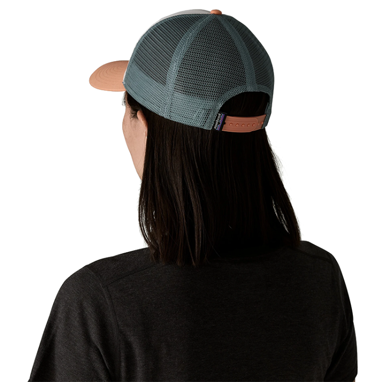 Patagonia P-6 Logo LoPro Trucker Hat - White with Peach Sherbet