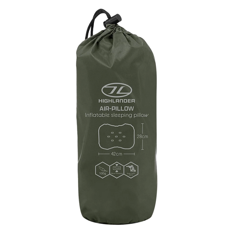 Highlander NAP-PAK Camping Air Pillow - Olive