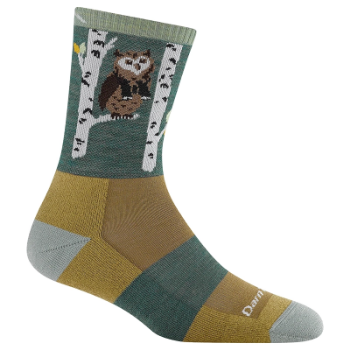 Darn Tough Women's Critter Club Micro Crew Lightweight Hiking Sock - Owl Green