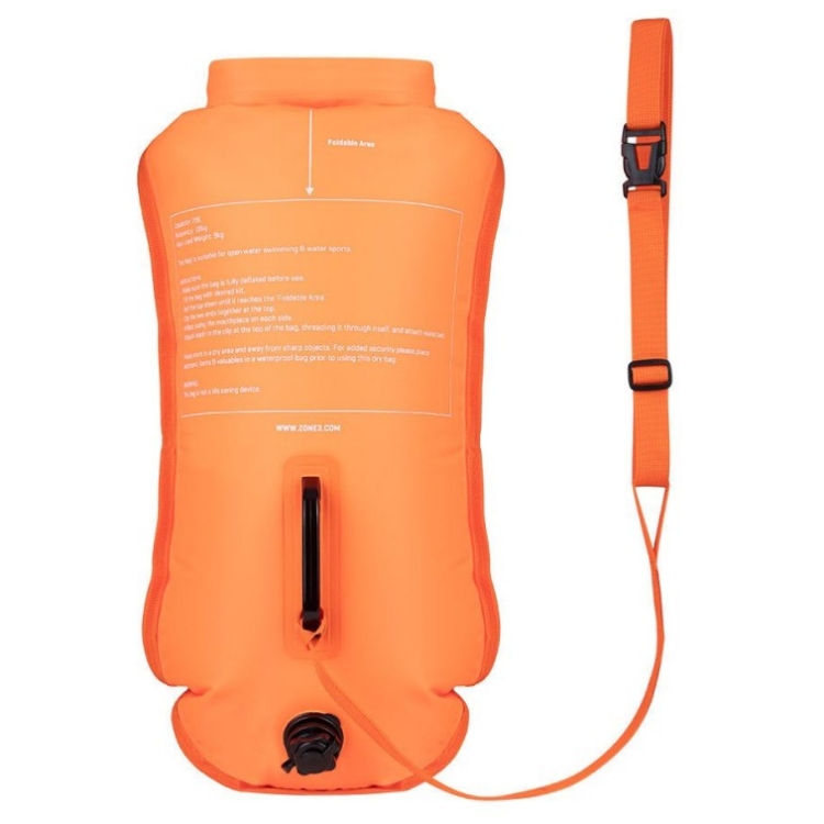 Zone3 Recycled Swim Safety Buoy / Dry Bag - Hi Vis Orange