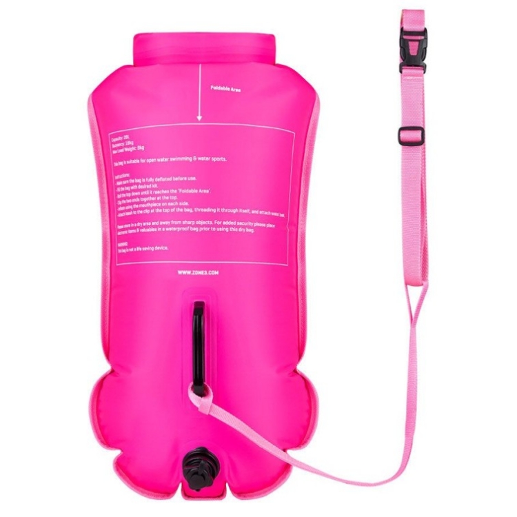 Zone3 Recycled Swim Safety Buoy / Dry Bag - Hi Vis Pink