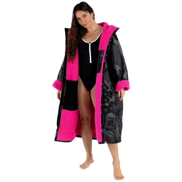 Dryrobe Advance Long Sleeve - Black Camo / Pink
