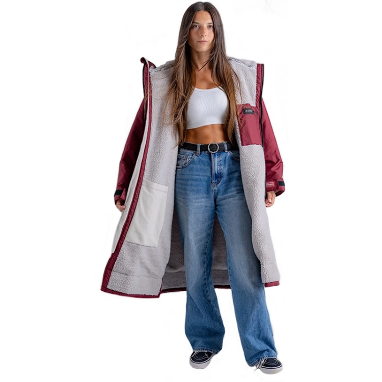 Dryrobe Advance Long Sleeve - Burgundy / Silver Grey