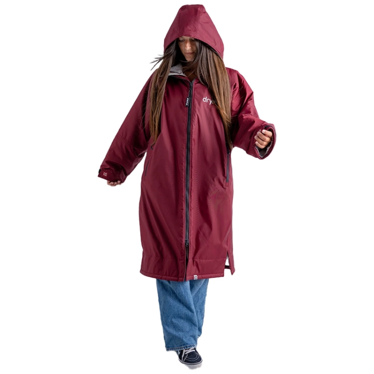 Dryrobe Advance Long Sleeve - Burgundy / Silver Grey
