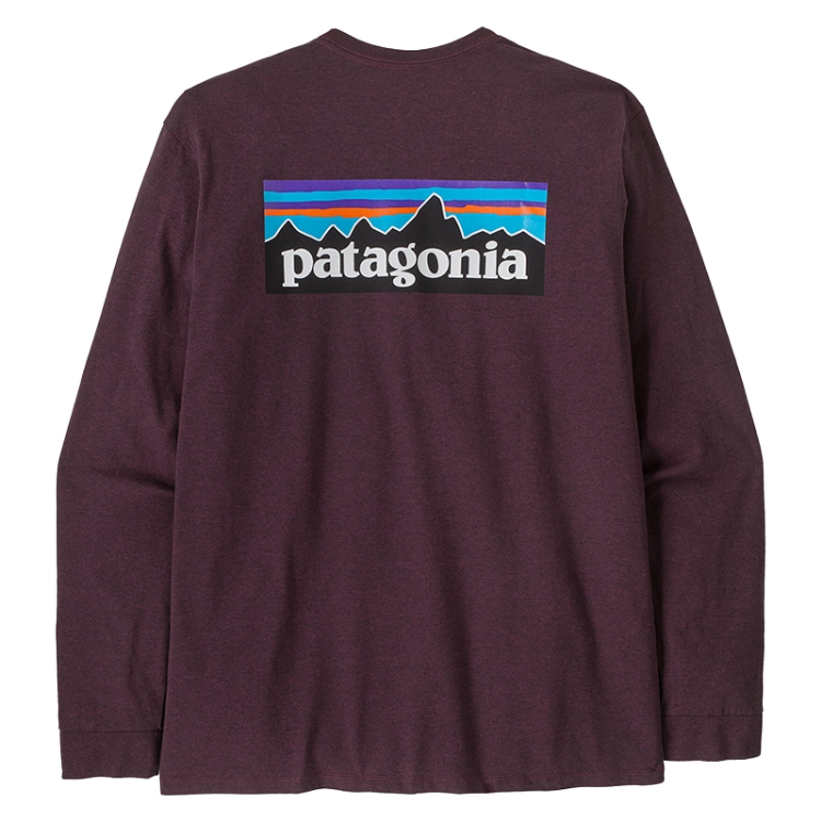 Patagonia Men's Long Sleeved P-6 Logo Responsibili-Tee - Berry Fig